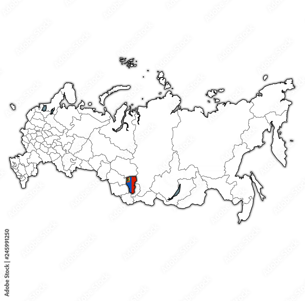 Kemerovo oblast on administration map of russia