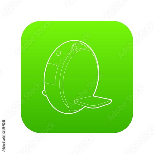 One wheel icon green vector isolated on white background