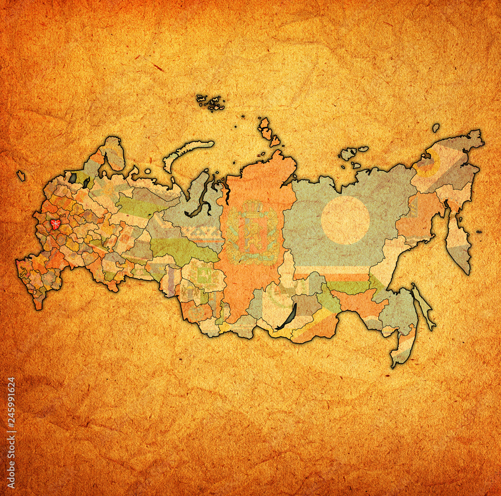 Tula Oblast on administration map of russia Tula Oblast on administration map of russia