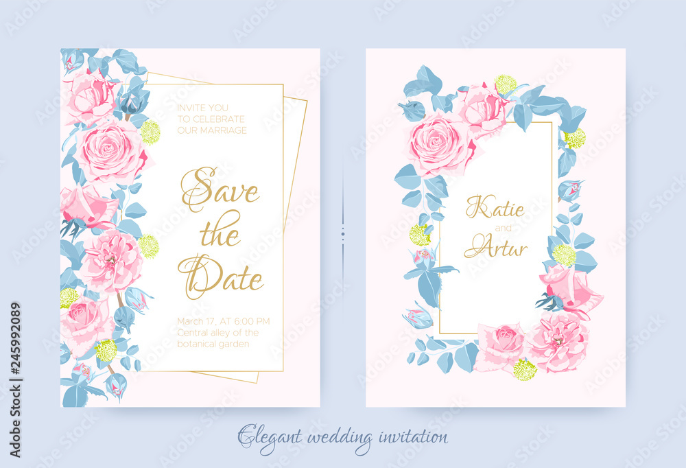 Wedding Cards with Floral Composition. Wedding Cards with Floral Composition.