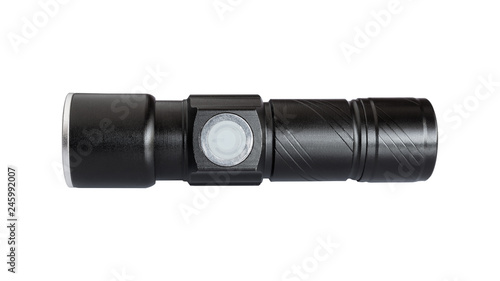 Close-up a small flashlight isolated on white background.