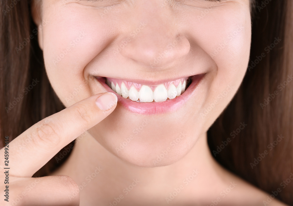 Young woman with beautiful smile, closeup view Young woman with beautiful smile, closeup view