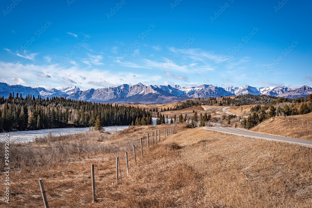Highway 1A West of Calgary Along Bow River Highway 1A West of Calgary Along Bow River