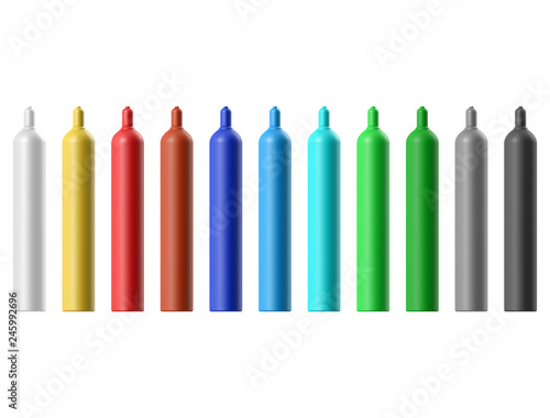Gas cylinder set isolated on white
