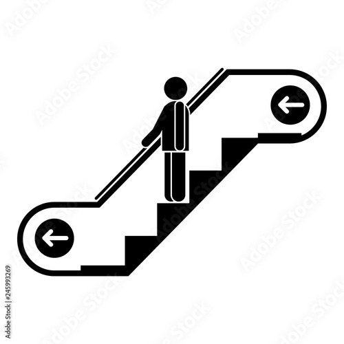 Man escalator move down icon. Simple illustration of man escalator move down vector icon for web design isolated on white background