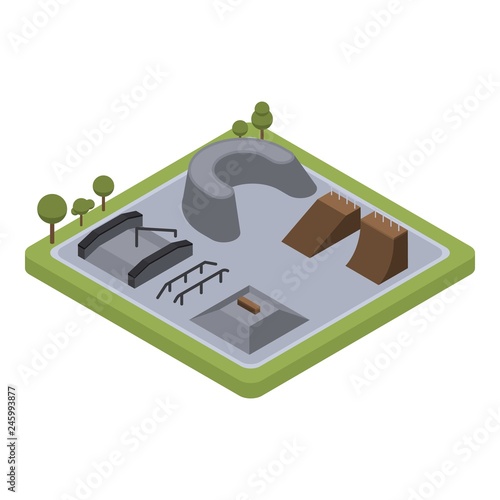 Roller skate park icon. Isometric of roller skate park vector icon for web design isolated on white background