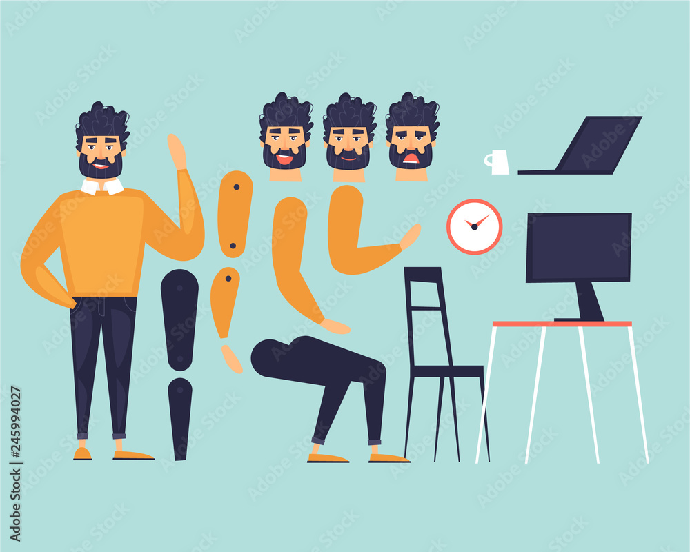 Obraz premium Cartoon character animation. Business. Flat design vector illustration.