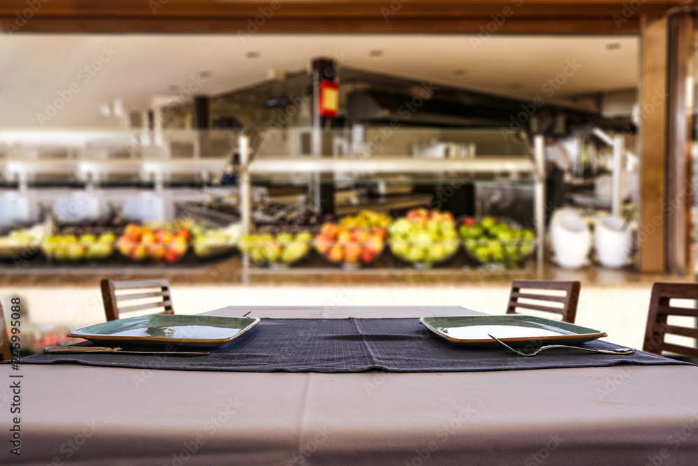 Table background and restaurant interior Table background and restaurant interior