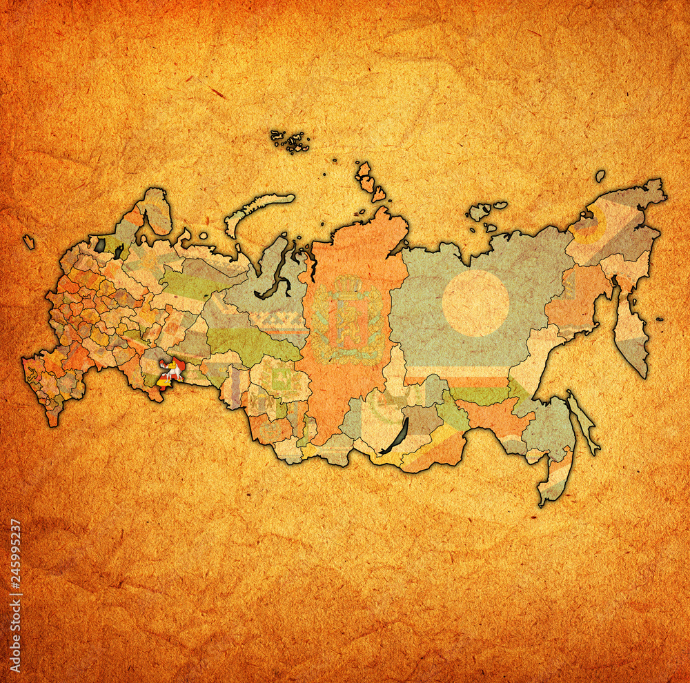 Naklejka premium Chelyabinsk Oblast on administration map of russia