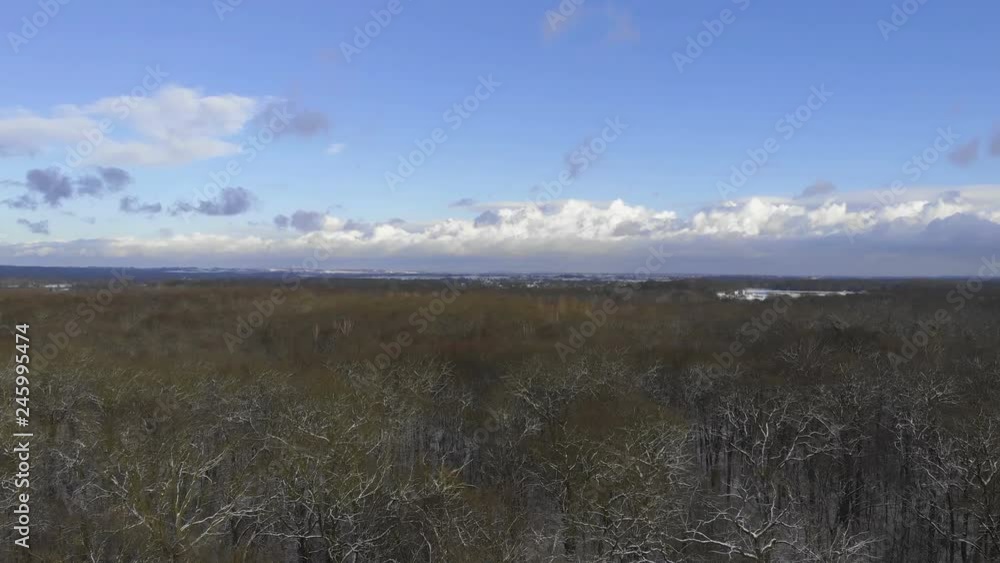 camera moving above the trees in the snowy forest at winter time (aerial) camera moving above the trees in the snowy forest at winter time (aerial)