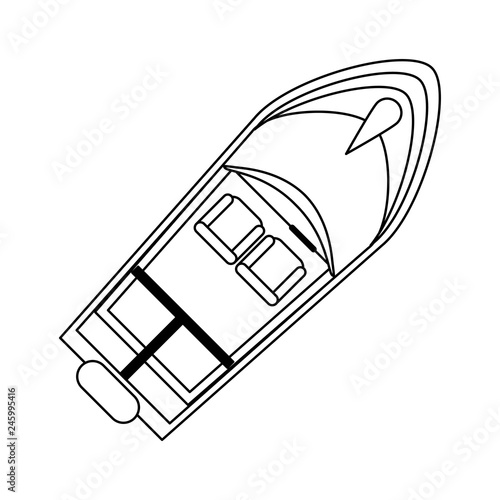 Speed boat symbol black and white