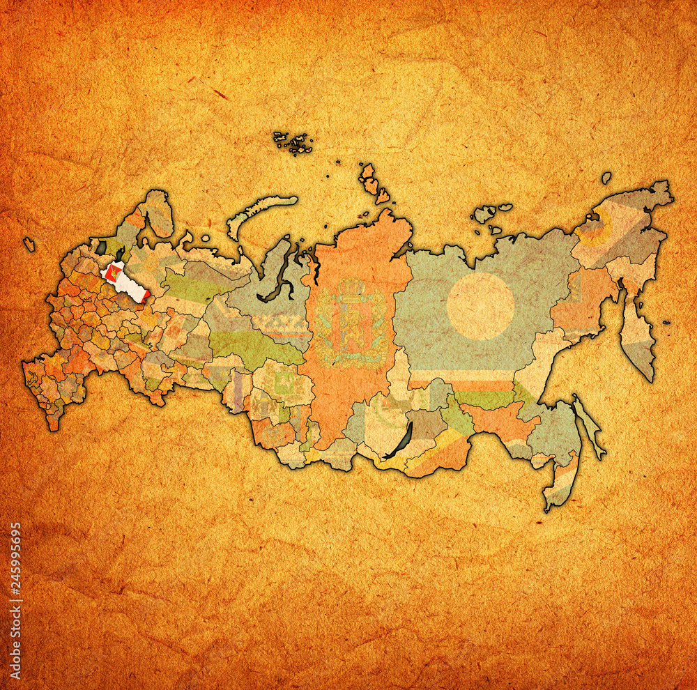 Vologda Oblast on administration map of russia Vologda Oblast on administration map of russia