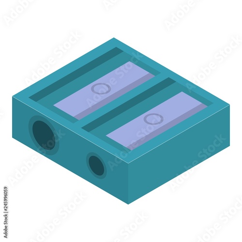 Green double sharpener icon. Isometric of green double sharpener vector icon for web design isolated on white background