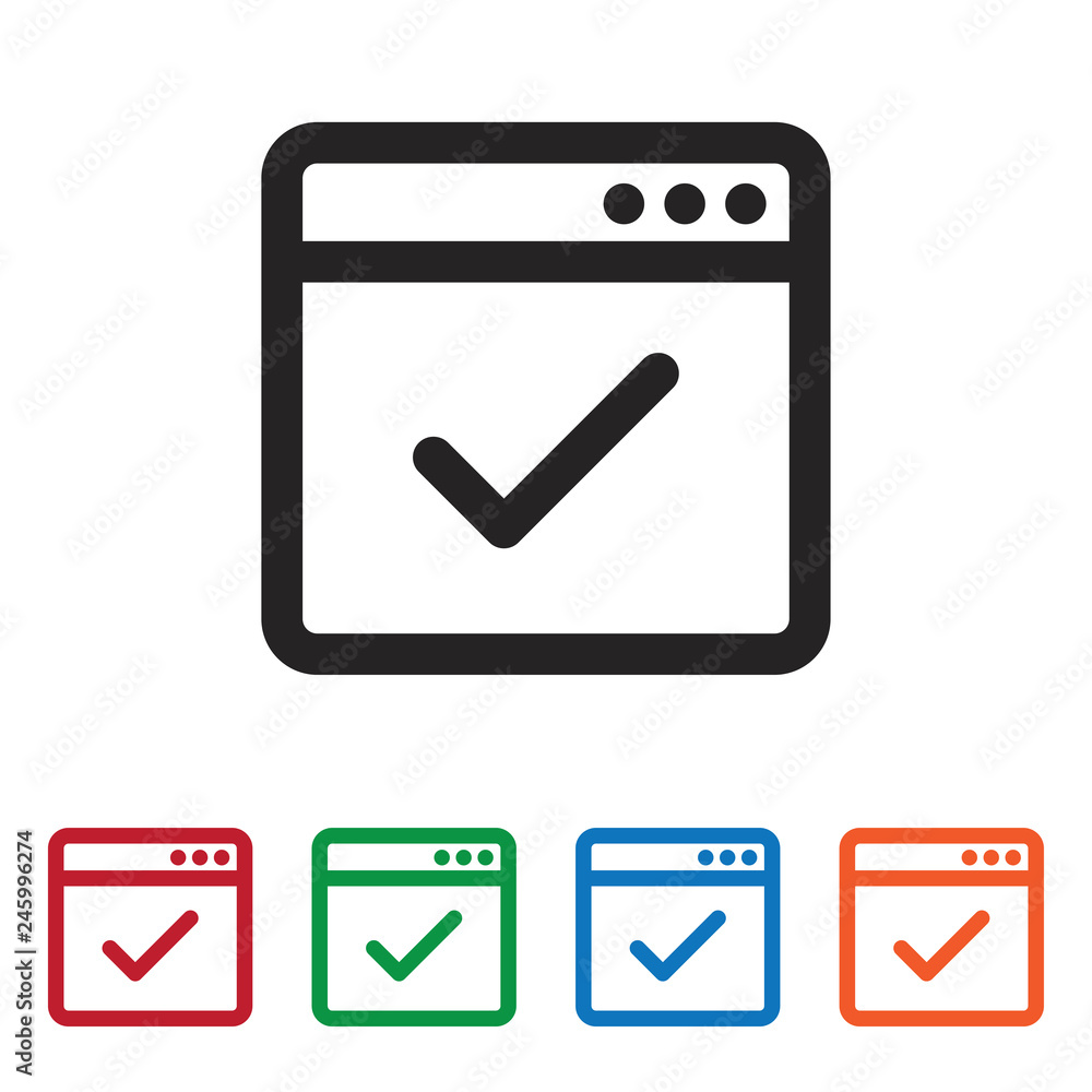 Web browser approve vector icon Web browser approve vector icon