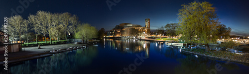 Panoramic photo of RSC in Stratford upon Avon taken at night