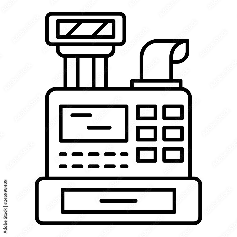 Cashier machine icon. Outline cashier machine vector icon for web design isolated on white background Cashier machine icon. Outline cashier machine vector icon for web design isolated on white background