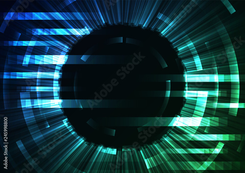 blue green abstract circle background, digital overlap layer line, simple technology design template, vector illustration