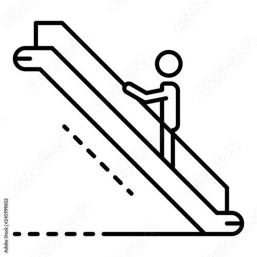 Man up escalator icon. Outline man up escalator vector icon for web design isolated on white background