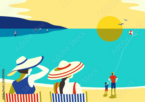 Family seaside leisure relax
