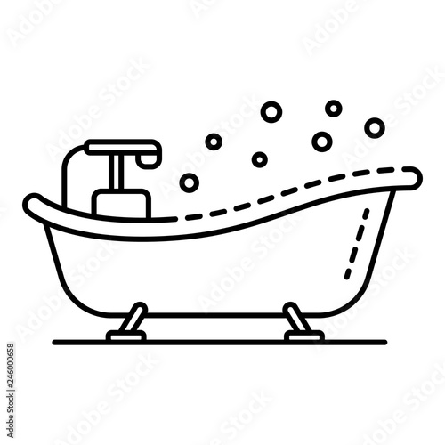 Vintage bathtub icon. Outline vintage bathtub vector icon for web design isolated on white background