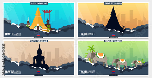 Thailand. Time to Travel set of banners. Vector illustration