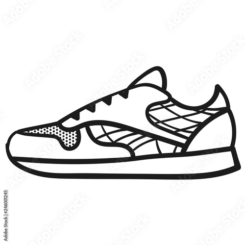 Mans sneakers outlined icon in white background