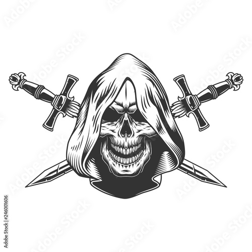Reaper skull in hood