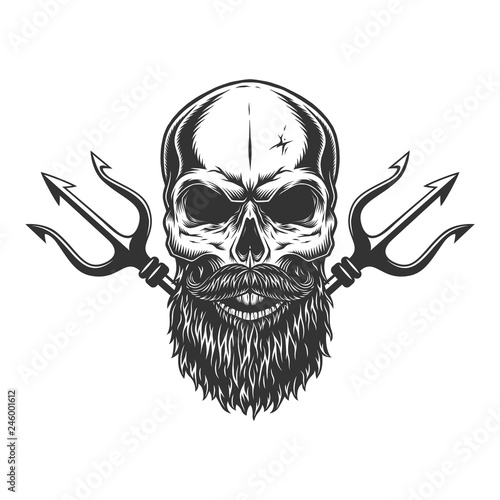 Bearded and mustached skull