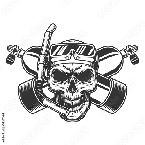 Diver skull in scuba mask