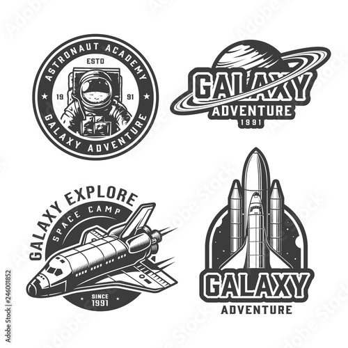 Vintage monochrome space labels