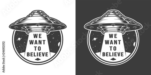 Vintage space round label