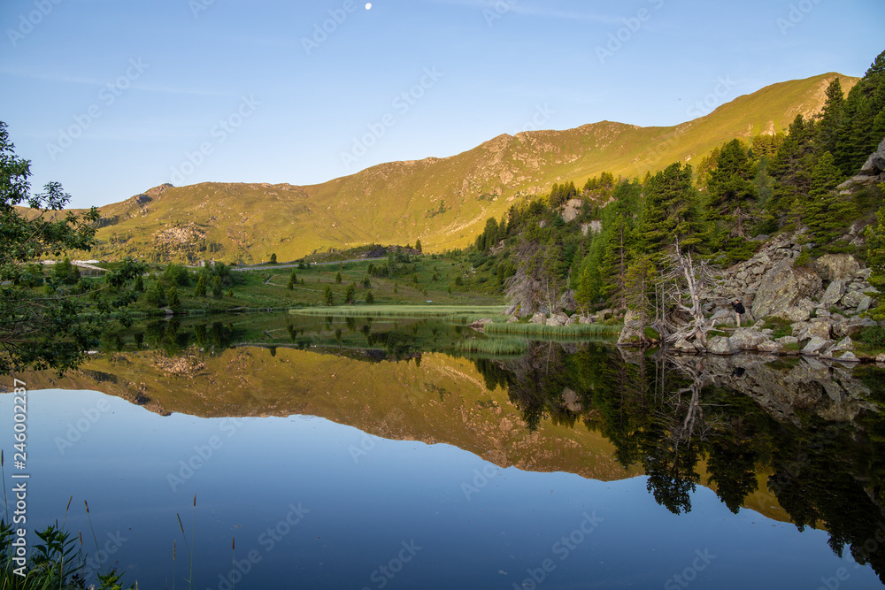 Mountain Lake with Reflections in the Golden Hour