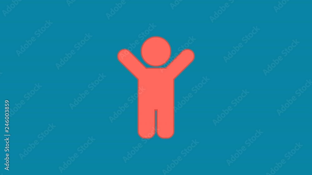 Behind the squares appears the symbol child. In - Out. Alpha channel Premultiplied - Matted with color RGB (8,132,164)