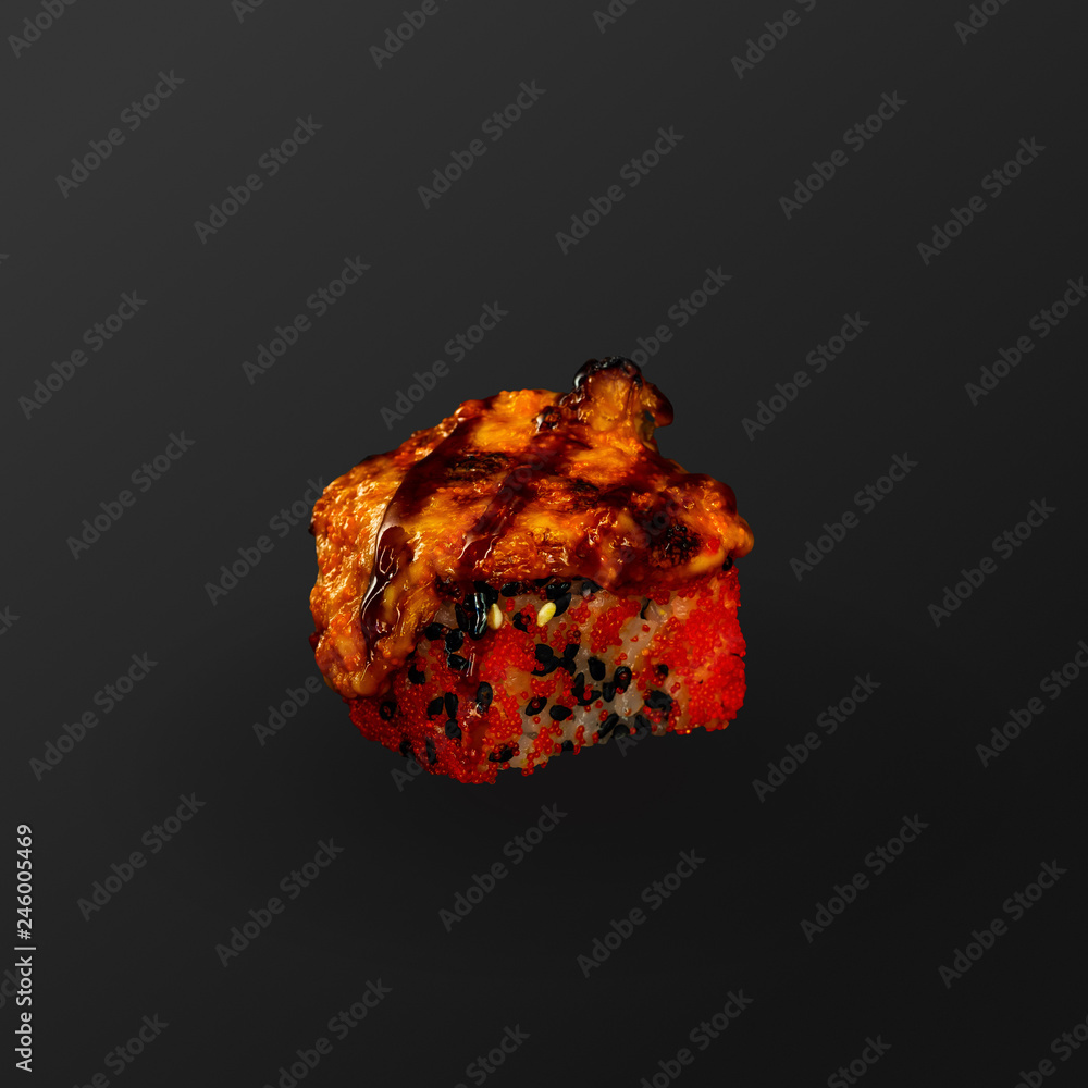 Close up Sushi photo on dark background Close up Sushi photo on dark background