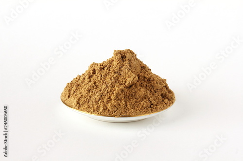 фотографія Cumin or caraway seeds  powder isolated on white background