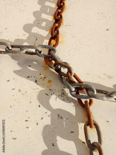 rusty chain on white background