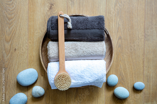 Photos concept of fresh exfoliation, clean wellness and male Turkish bath