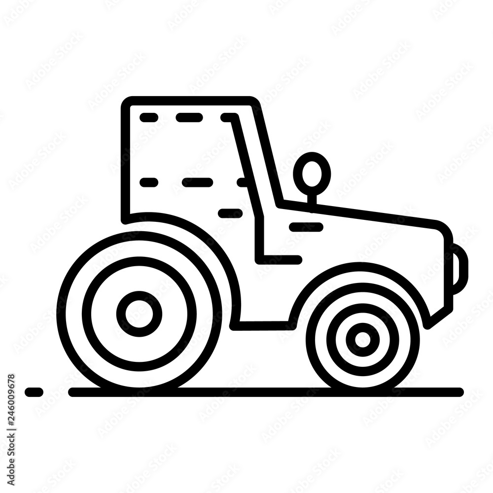 Modern tractor icon. Outline modern tractor vector icon for web design isolated on white background Modern tractor icon. Outline modern tractor vector icon for web design isolated on white background