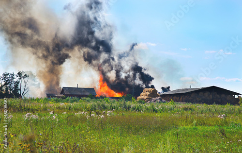 flaming rustic hay warehouses