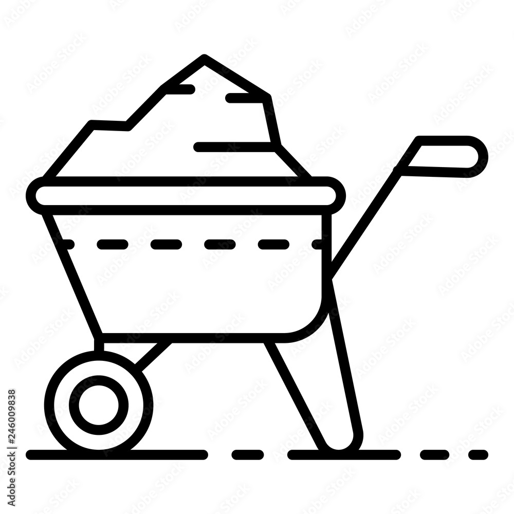 Full wheelbarrow icon. Outline full wheelbarrow vector icon for web design isolated on white background Full wheelbarrow icon. Outline full wheelbarrow vector icon for web design isolated on white background