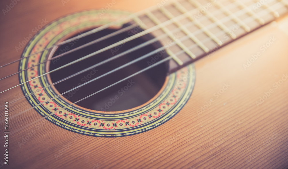 Obraz premium Classical guitar and strings, professional instrument