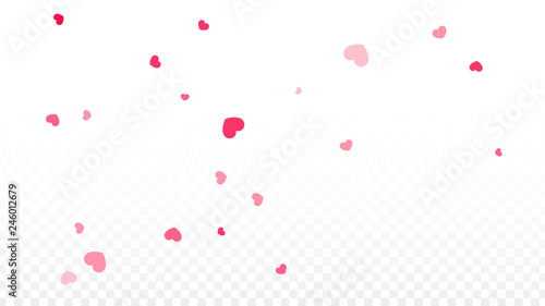 Fototapeta Naklejka Na Ścianę i Meble -  Hearts Confetti Falling Background. St. Valentine's Day pattern. Romantic Scattered Hearts Design Element. Love. Sweet Moment. Gift. Cute Element of Design for Sales or Celebration.