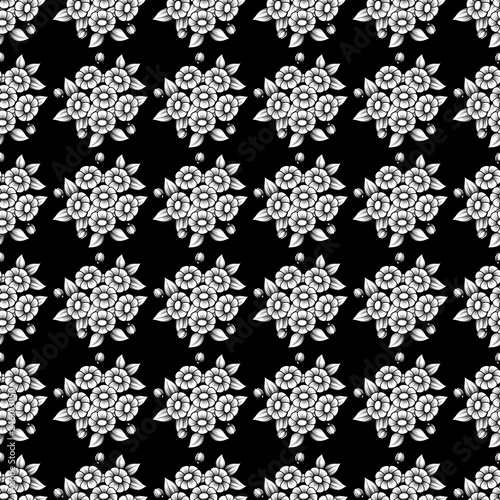 Seamless dark daisy flowers background