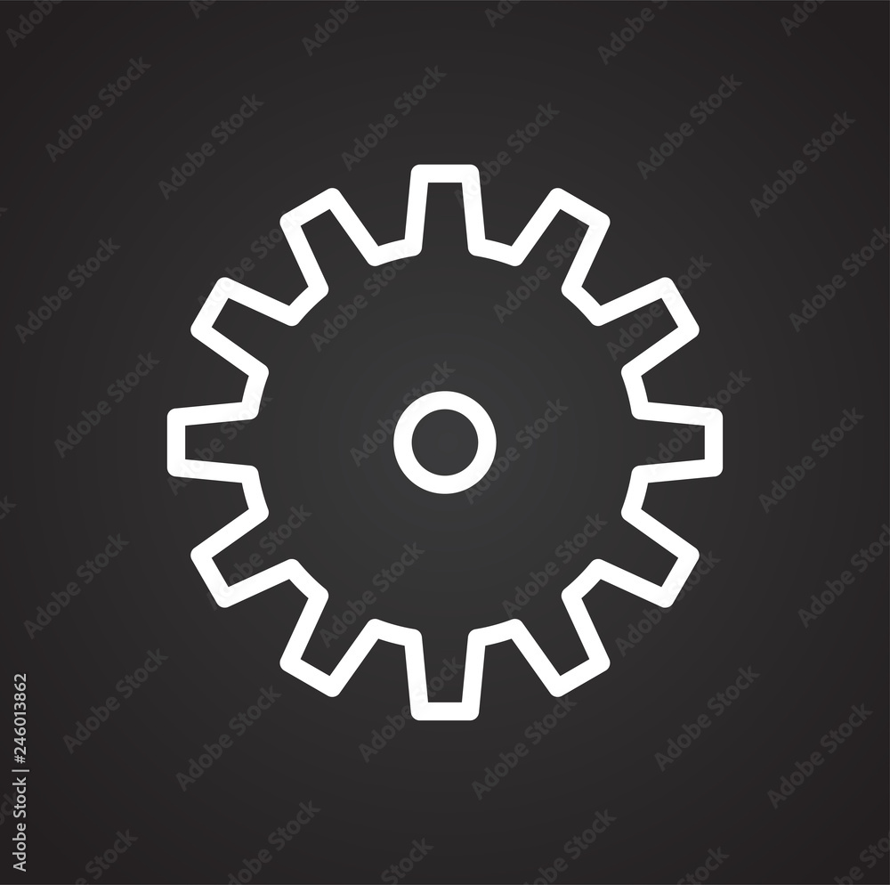 Gear icon on black background for graphic and web design, Modern simple vector sign. Internet concept. Trendy symbol for website design web button or mobile app Gear icon on black background for graphic and web design, Modern simple vector sign. Internet concept. Trendy symbol for website design web button or mobile app