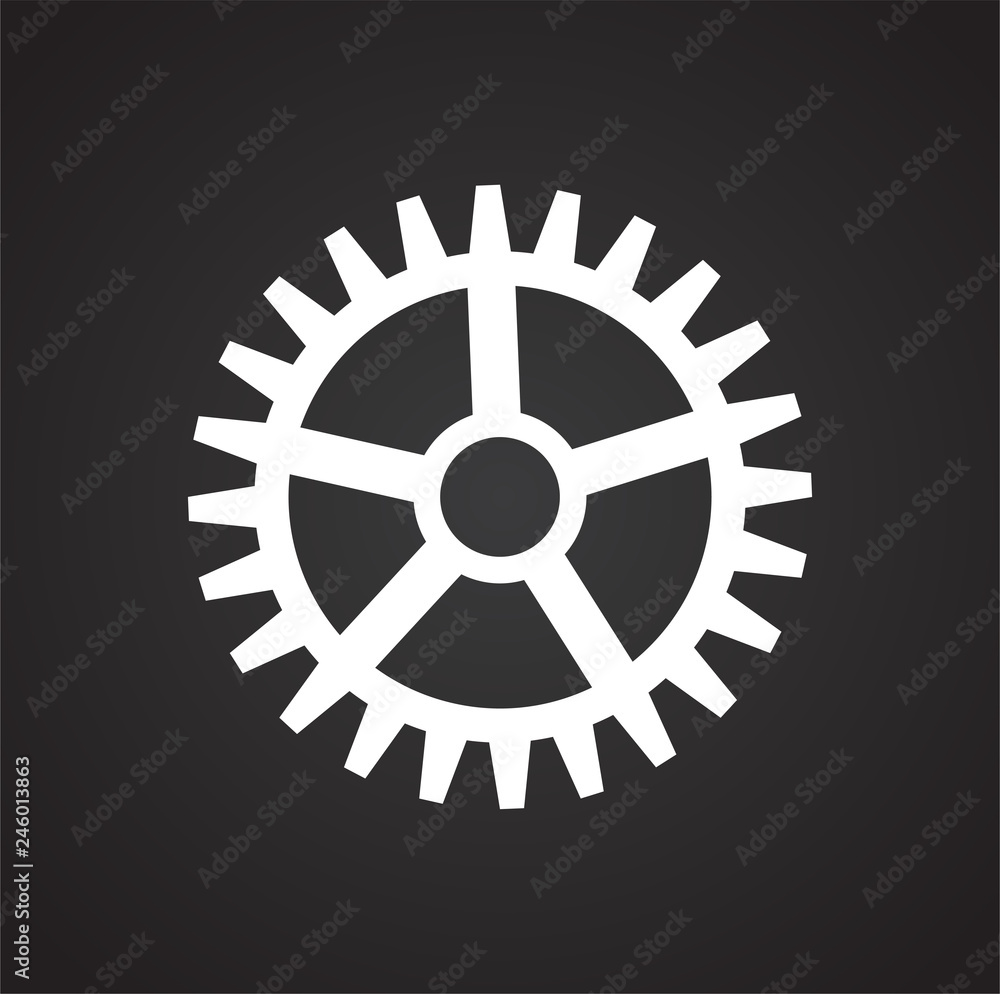 Obraz premium Gear icon on black background for graphic and web design, Modern simple vector sign. Internet concept. Trendy symbol for website design web button or mobile app