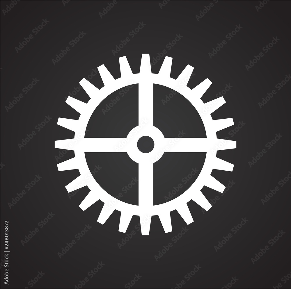 Gear icon on black background for graphic and web design, Modern simple vector sign. Internet concept. Trendy symbol for website design web button or mobile app Gear icon on black background for graphic and web design, Modern simple vector sign. Internet concept. Trendy symbol for website design web button or mobile app