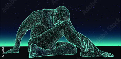 depressed man sitting on the floor