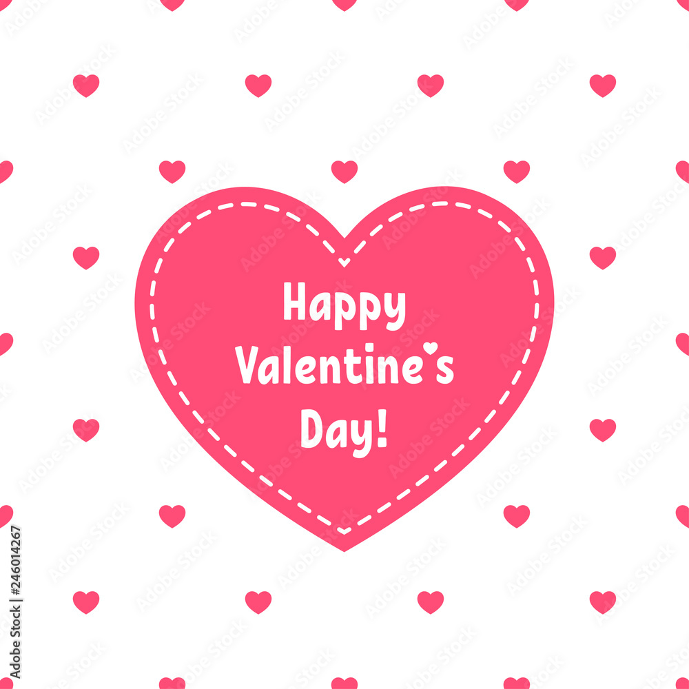 Happy Valentines Day Greeting Card with red heart