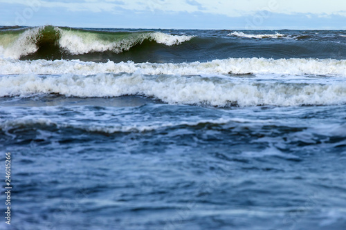 big sea wave with foam