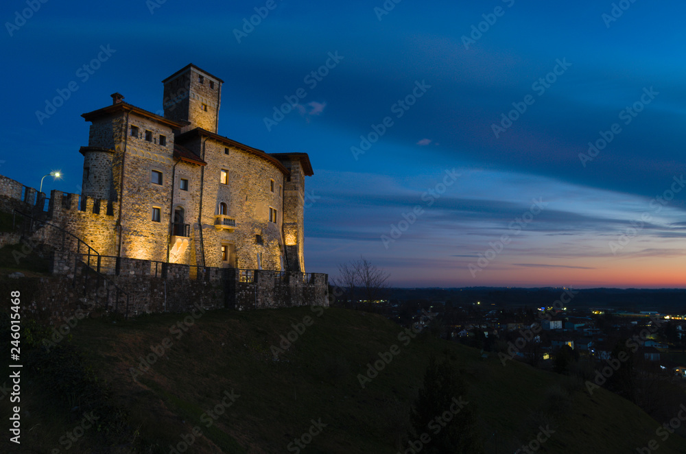 View of the Savorgnan’s Castle in Artegna, Friuli, after the sunset (blue hour) View of the Savorgnan’s Castle in Artegna, Friuli, after the sunset (blue hour)